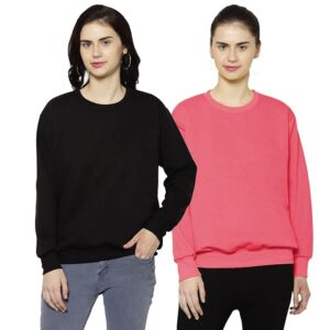 VIMAL JONNEY Fleece Round Neck Multicolor Sweatshirt for Women